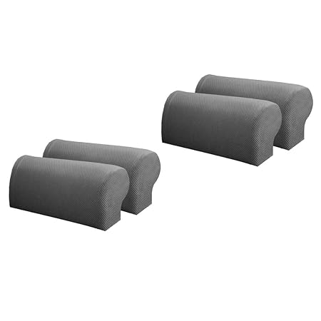 B Blesiya 2 Paar Grau Rutschfest Armlehnenbezug Armlehnenschoner Liegestuhl Armlehnenschutz Möbelschutz aus Stretch Stoff