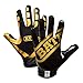 Battle Sports Ultra-Stick Wide Receiver Football Gloves - Adult & Youth Football Gloves - Adult Medium, Vegas Gold/Black