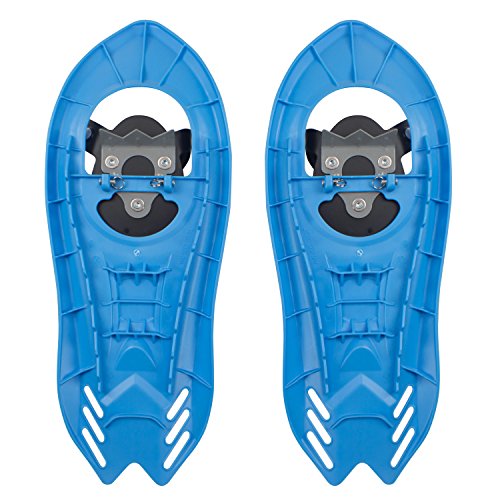 Winterial Pika Kids Snowshoes 18 inch Lightweight Aluminum Flat Terrain Snow Shoes, Blue