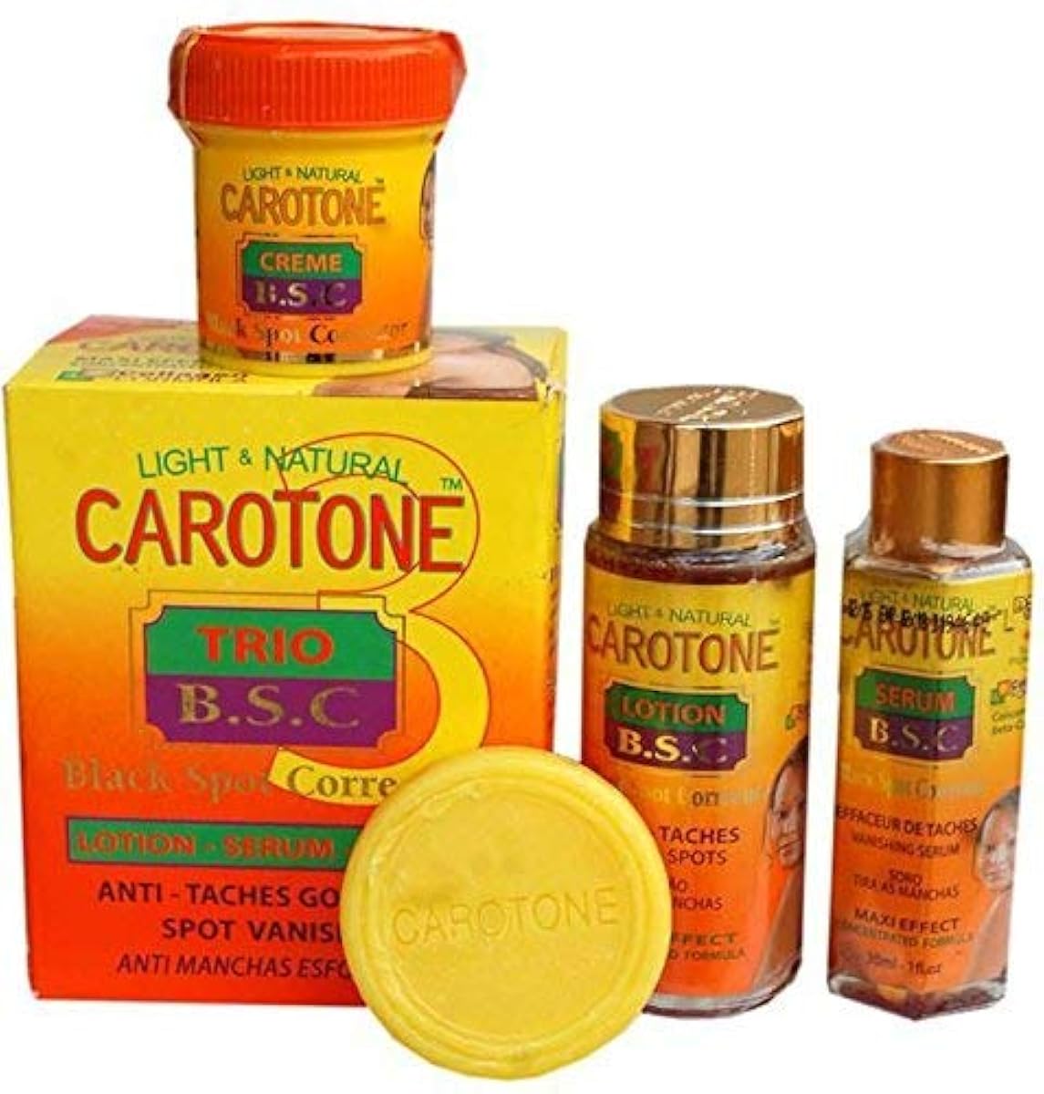 Carotone Cream Light And Natural Trio Black Spot Corrector Lotion Serum