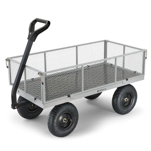 Gorilla Carts schwere Stahl Utility Cart mit abnehmbarem Seiten mit einem Fassungsvermögen von 1000 LB, grau