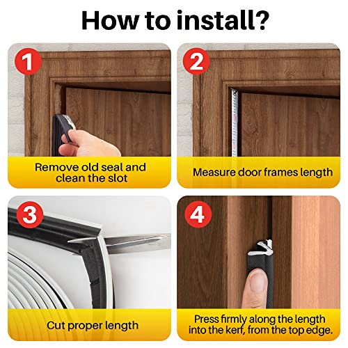 Jin&bao 26FT Door Weather Stripping, VShape PU Foam Seal Strip for