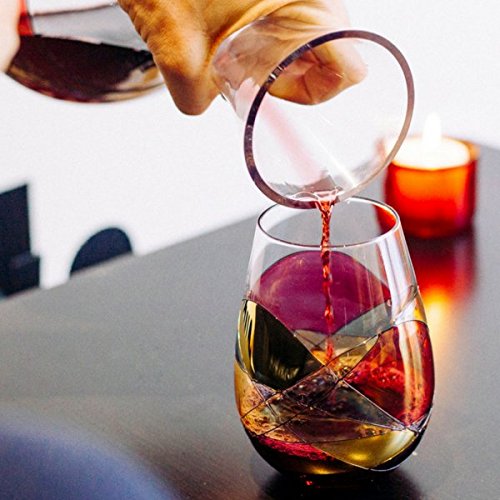 Antoni Barcelona Stemless Wine Glasses 21oz Mouth Blown Hand Painted