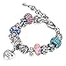 MANBARA Family Heart Dangle Bead Women's Bangle Bracelets