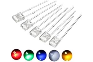 CLEISCRY 100PCS 2X5X7 Square LED Transparent Light-Emitting Diode White Yellow Red Green Blue Electronic DIY Kit (5 Colors (R,G,B,Y,W), 2X5X7 Transparent Len)