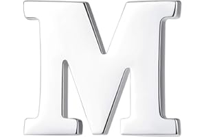 HONEY BEAR Initial Alphabet Letter Lapel Pins Collar Badge Brooches for Mens/Womens Shirt Dress Decoration Silver