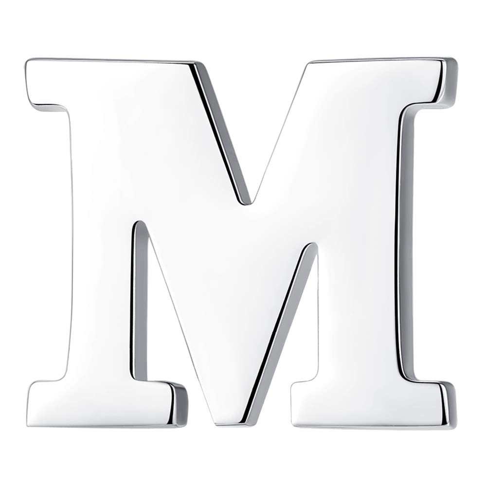 HONEY BEAR 1pc Alphabet Letters A to Z Collar Brooch Label Pins Badge for Mens' Suit/Women's Shirt for Business Gift,Silver M 0.94in