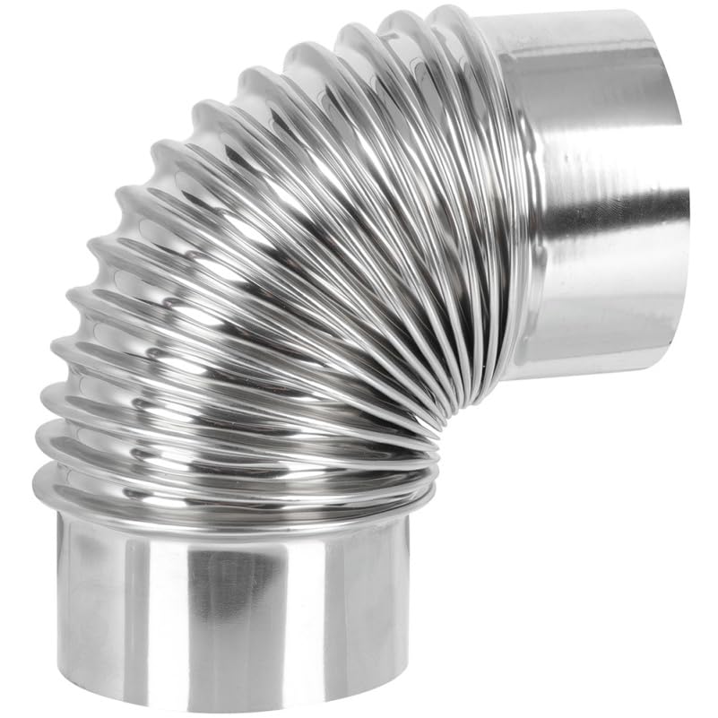 Zerodeko Stainless Steel Wood Stove Chimney, 90° Flue Elbow Pipe Adapter, Heat Resistant Flue Pipe for Stove, Extension Chimney for Outdoor Camping Wood, 12 Cm