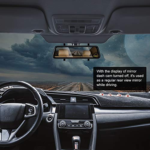 Backup Camera 9.66" Mirror Dash Cam Front Rear Dash Cameras Dual Lens 1080P Video Streaming Rear View Mirror Camera IPS Full Touch Screen Parking Monitor, Night Vision Waterproof - Thumbnail 7