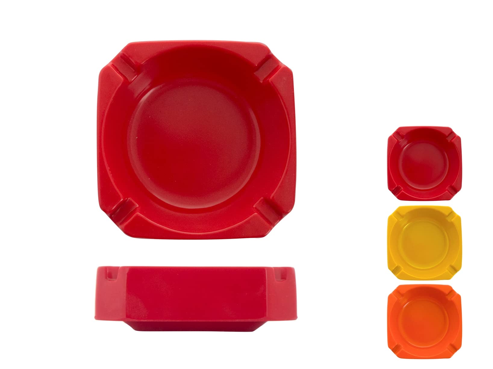 H&H 9001700 Melamine Square Ashtray, Red/Yellow/Orange, 9 cm