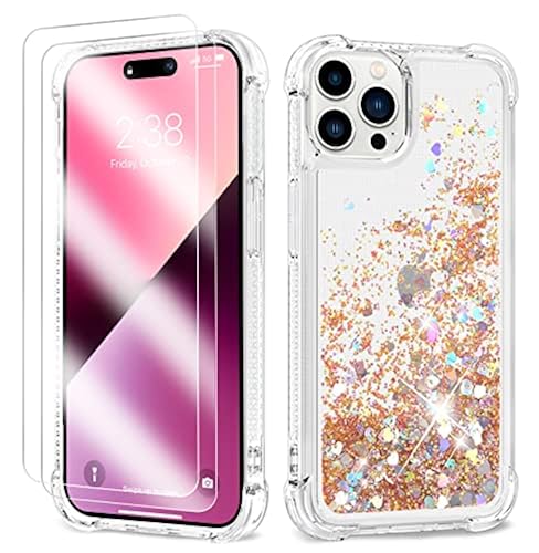 ANSHOW for iPhone 15 Pro Max Case Glitter, Shockproof Clear TPU