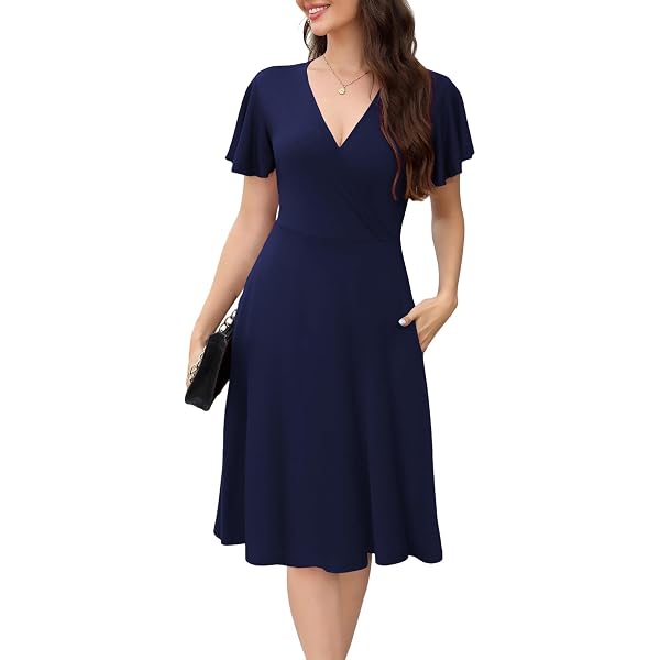 knee length church dresses Professional Fitted Dress For Women HGps8w Elegant Knee-Length Pencil Dress – Wrap V-Neck Long Sleeve Work Business Sheath Dress For & Office highlight-comfort-stretch