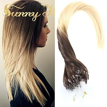 Sunny Ombre Chocalate Brown To Blonde Dip Dye Micro Loop Hair