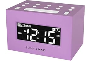 HANNLOMAX HX-111CR Alarm Clock Radio, PLL AM/FM Radio, Dual Alarm, White LED Display, Auto DST, Aux-in Jack. (Pink)