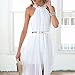 Women's Sheer Chiffon Folds Hi Low Loose Dress Delicate Gold Belt Casual Beach Party Dresses Outer Maxi Inner Mini (Small, White)
