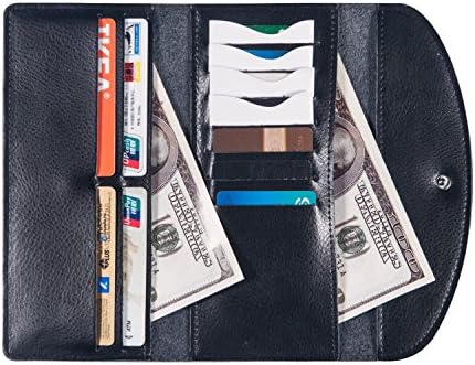 Trifold RFID Blocking Leather Wallet - Ultra Slim Clutch with 11 Credit Card Slots