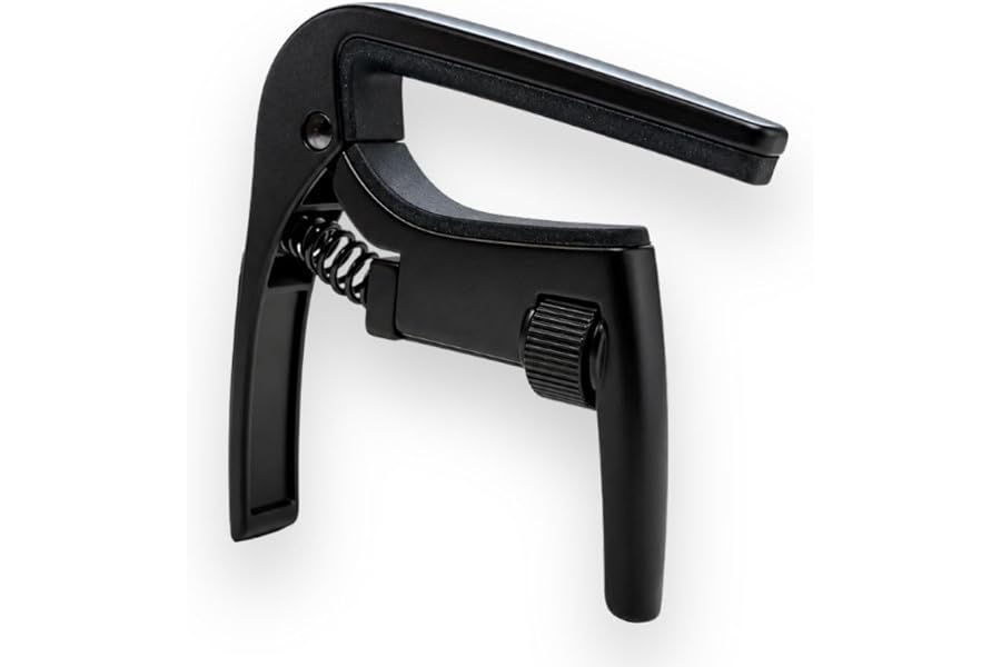 Stringjoy Sweetspot Buzz-Free Adjustable Tension Capo - Black | Electric & Acoustic Guitar Capo | Adjustable Tension for Buzz-Free Playing | One-Handed Quick Release | Durable Cast-Metal