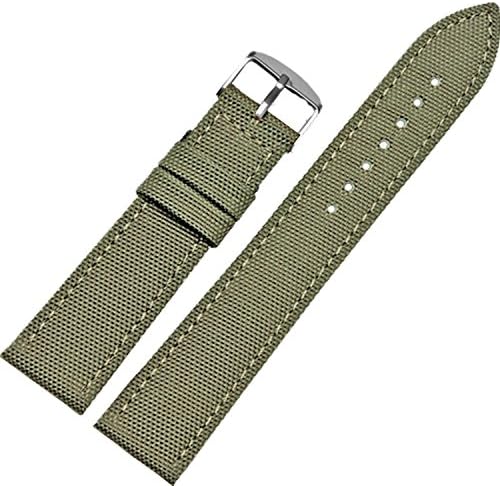 Green Nylon Fabric Canvas Leather Watch Strap Band 18mm 20mm 22mm 23mm 24mm (20mm)