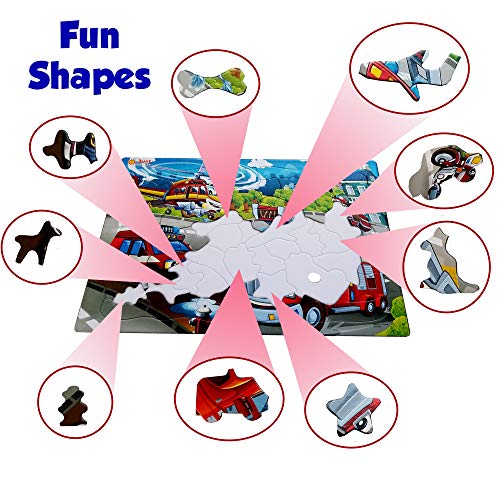 Jigsaw Puzzle Firefighter 52 Pieces for Kids Ages 4,5,6,7 Year Old with Fun Shapes Like Fire Hydrant, Fire Truck, Fire Engine and Rescue for Boys and Girls in Pre-K, Kindergarten, First, Second Grade