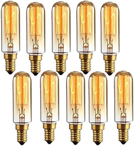 （10 Pack) T25/T28 Candelabra Vintage Bulbs,Incandescent Filament Light Bulb,E12 Candelabra Base(40W),Chandelier Edison Light Bulbs, 110-130V,Mini Tube Shape Clear Glass Dimmable