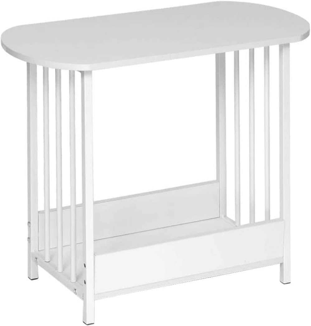 gongxi Mesa De Centro Estrecha Blanca De 2 Niveles, Pequeña Mesa