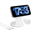 Anker MagSafe Compatible 2-in-1 Charging Stand, iPhone 16 Wireless Charger, Qi2 Certified 15W, Adjustable and Super Strong, for iPhone 16/15/14 Series, AirPods (40W USB C Adapter Included) (White)