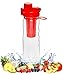 FlavFusion 25 oz Infuser Water Bottle with Locking Flip Top Lid (Red)
