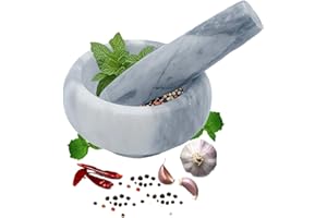 Marble Mortar and Pestle Set, Hibucuo Small 3.5 Inches Grinder Bowl for Guacamole,Pestos Seasonings Pastes, Salsa, Pills Crus
