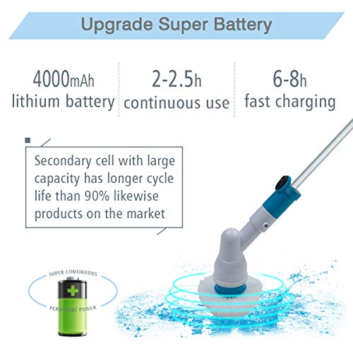 YOUKADA Spin Scrubber | 3 in 1 Electric Cleaning Brush | 360 Cordless Replaceable Brush | Multi-Purpose Power Surface Scrubber for Bathroom Swimming Pool Wall and Floor