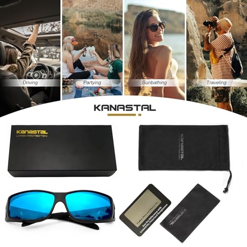 KANASTAL Plus Size Over Sunglasses Men and Women Square Polarised Over Glasses Sunglasses for Glasses Wearers UV400 Sun Protection Over Sunglasses Fit Over Sunglasses