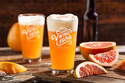1958 60th Birthday Gifts For Women And Men Beer Glass Funny