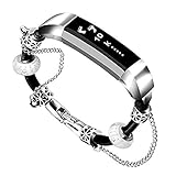 Fitbit Alta Bands, Fitbit Alta HR Bands, Replacement Leather Cord Wristbands with Beautiful Accessories for Fit bit Alta HR Small Large by GHIJKL