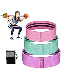 Te-Rich   Bandas de resistencia de trabilla de tela, banda de botas de tela, 3 unidades, resistente y antideslizante, cinturón de entrenamiento de fitness grueso para sentadillas, pegamento, piernas, botones y muslo, funda de transporte incluida.