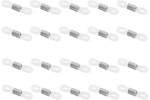 ELANDY 10Pairs Anti-Skid Gel Eyewear Retainers Eyeglasses Sunglasses Cord Holder Reading Glass Chain Connector Ends with Metal Coil Glasses Fixed Buckle DIY Beads Linking Accessories(White)