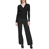 Calvin Klein Womens Long Sleeve Faux Wrap Sweater