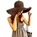 Itopfox Womens Beachwear Sun Hat Striped Straw Hat Floppy Big Brim Hat Black 1,One Size(22inch-22.8inch Circumference)