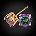 U7 Women Girls CZ Earrings Round Cut Cubic Zirconia 2.75 Carat 9mm Colorful Diamond Gold Plated Stud Earrings