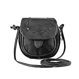 Leegoal(TM) Lovely Cute Mini Girl PU Leather Adjustable Soft Front Pocket Crossbody Bag (Black)