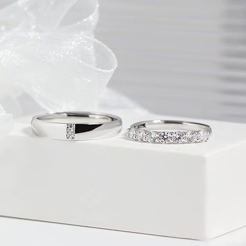 Meissa Couple Rings 925 Sterling Silver Dainty Wedding Bands Men
