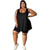 YeGine Women Plus Size 2 Piece Outfits Casual Sleeveless Tunic Tops Short Sets Summer Oversized Tshirts Shorts Sweatsuits