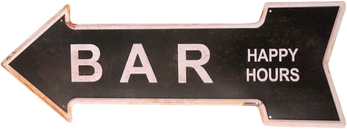MAIYUAN Bar Happy Hours Metal Signs Retro Embossed Arrow Signs for Pub Decoration