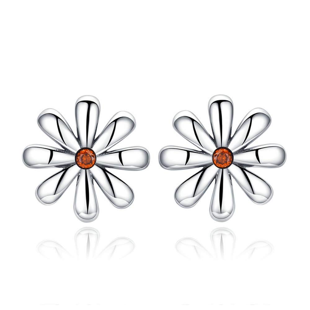Authentic 925 Sterling Silver Daisy Flower Whisper Stud Earrings for Women Simple Flower Fashion Earrings jewellery