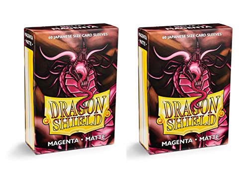 Dragon Shield Bundle: 2 Packs of 60 Count Japanese Size Mini Matte Card Sleeves - Matte Magenta