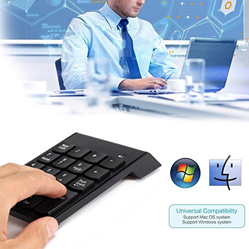 Sumger Numeric Keypad 2.4G wireless Keyboard Mini Portable 18 Keys Number Pad Financial Accounting Keypad with USB Receiver wireless for iMac,MacBook,MacBook Air,MacBook Pro,Laptop with AAA Battery