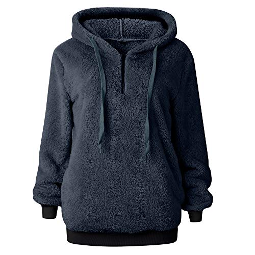 Liraly Pullovers For Women Plus Size Ladies Warm Fluffy Winter Top Hoodie Sweatshirt Hooded Pullover Jumper(Dark Gray A,US-6 /CN-M)