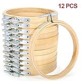 KINGSO Cross Stitch Hoop Embroidery Hoop Pieces Embroidery Circle Set Hoops Ring Wooden Round Adjustable Bamboo Hoops Bulk Crosses for Arts, Crafts,Sewing
