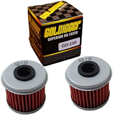 GOLDIGGER After Market HF116 &amp; KN-116 Replacement Oil Filter Motorcycle/Dirt Bike/ATV Fits Honda CRF450R CRF450X CRF250R CRF250X Husqvarna TC250 TE250 TE310 (2 Pack)