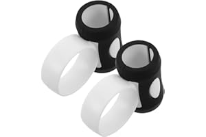 STOBAZA 2pcs 5a Drumstick Control Clips with Anti-slip Rubber Finger Rings, Black and White Drum Practice
