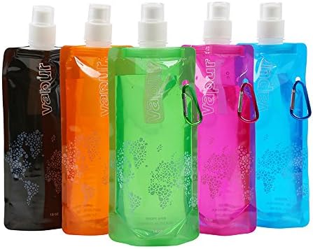 5pcs 480ml Collapsible Water Bottle Bag BPA Free Flat Soft Bottles for Outdoor Hiking Camping Cycling