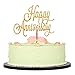 LVEUD Gold Glitter Acrylic Happy Anniversary Birthday Cake Topper for - Wedding,Birthday Party Decoration